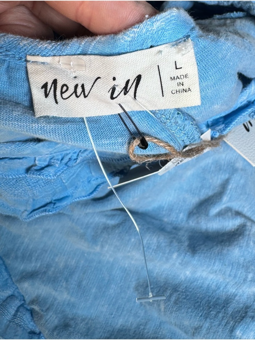 New In Light Blue Ruffle Sleeve Tank Top L - Picture 7 of 9